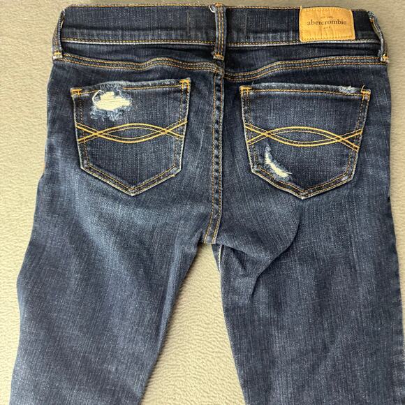 Abercrombie & Fitch A&F Skinny Jeans Distressed Dark Wash Stretch Girls 12 x 23 - Picture 7 of 12